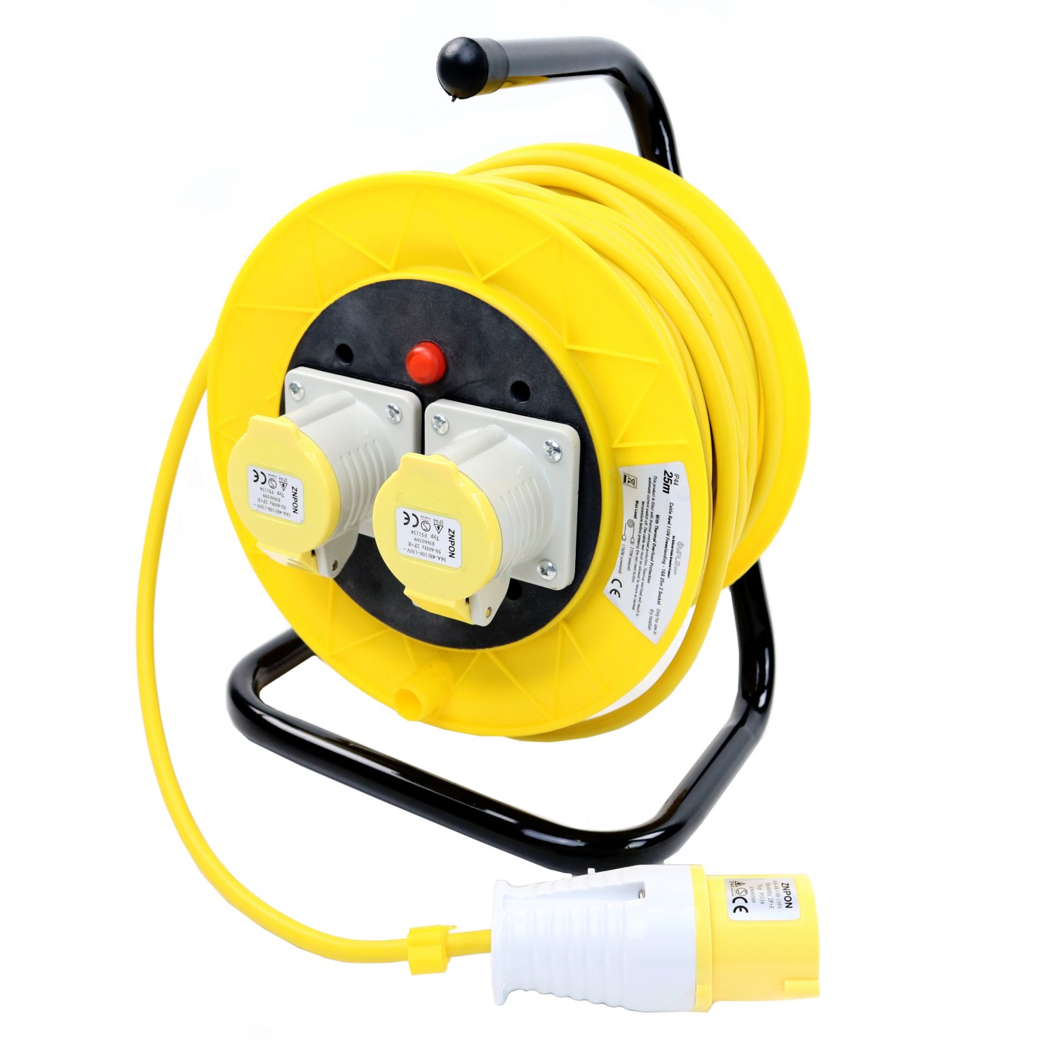 110V 25m 16A 2 Way Gang Socket Extension Cable Reel Electrical