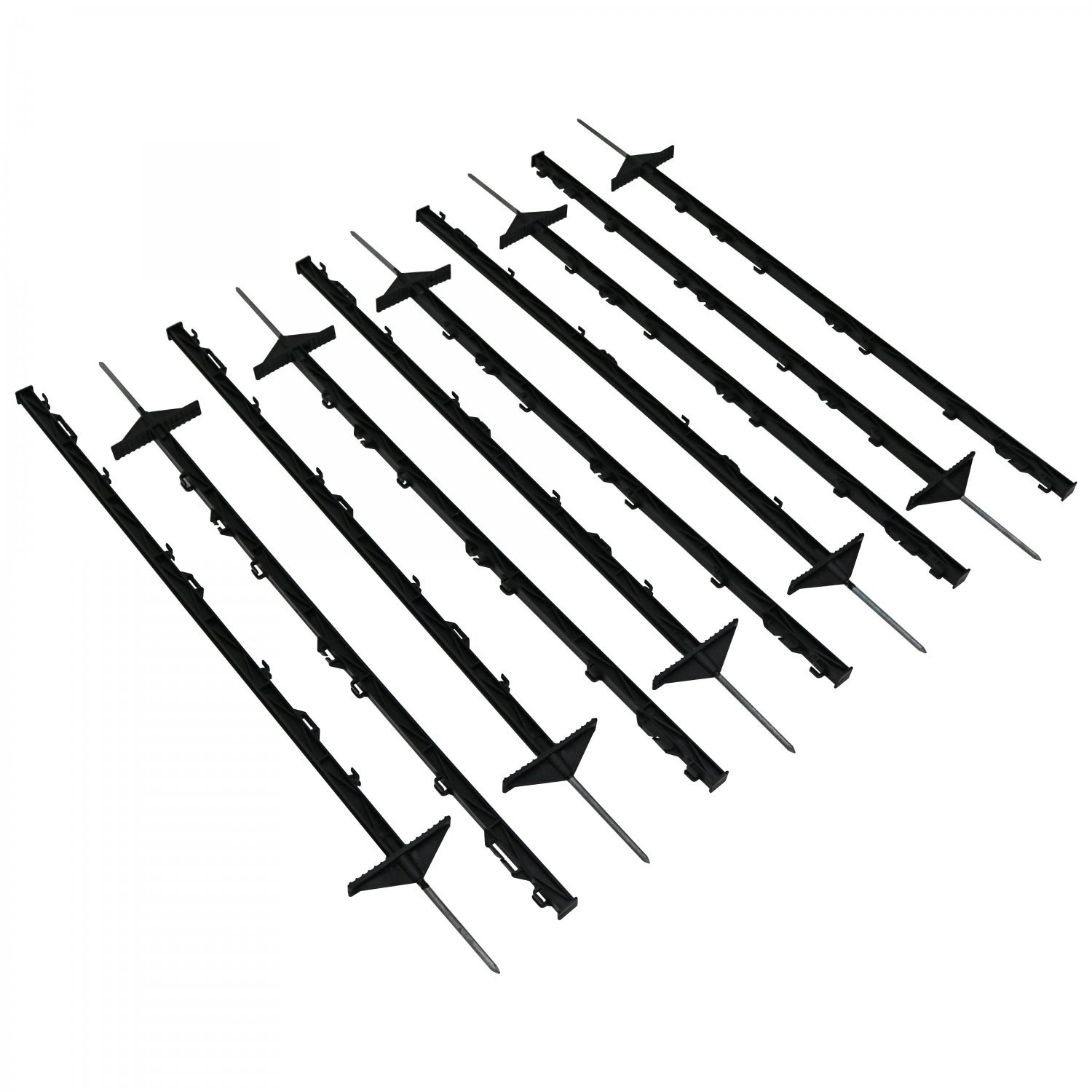 1m Black Plastic Electric Fencing Pins Posts Stakes Pack of 10