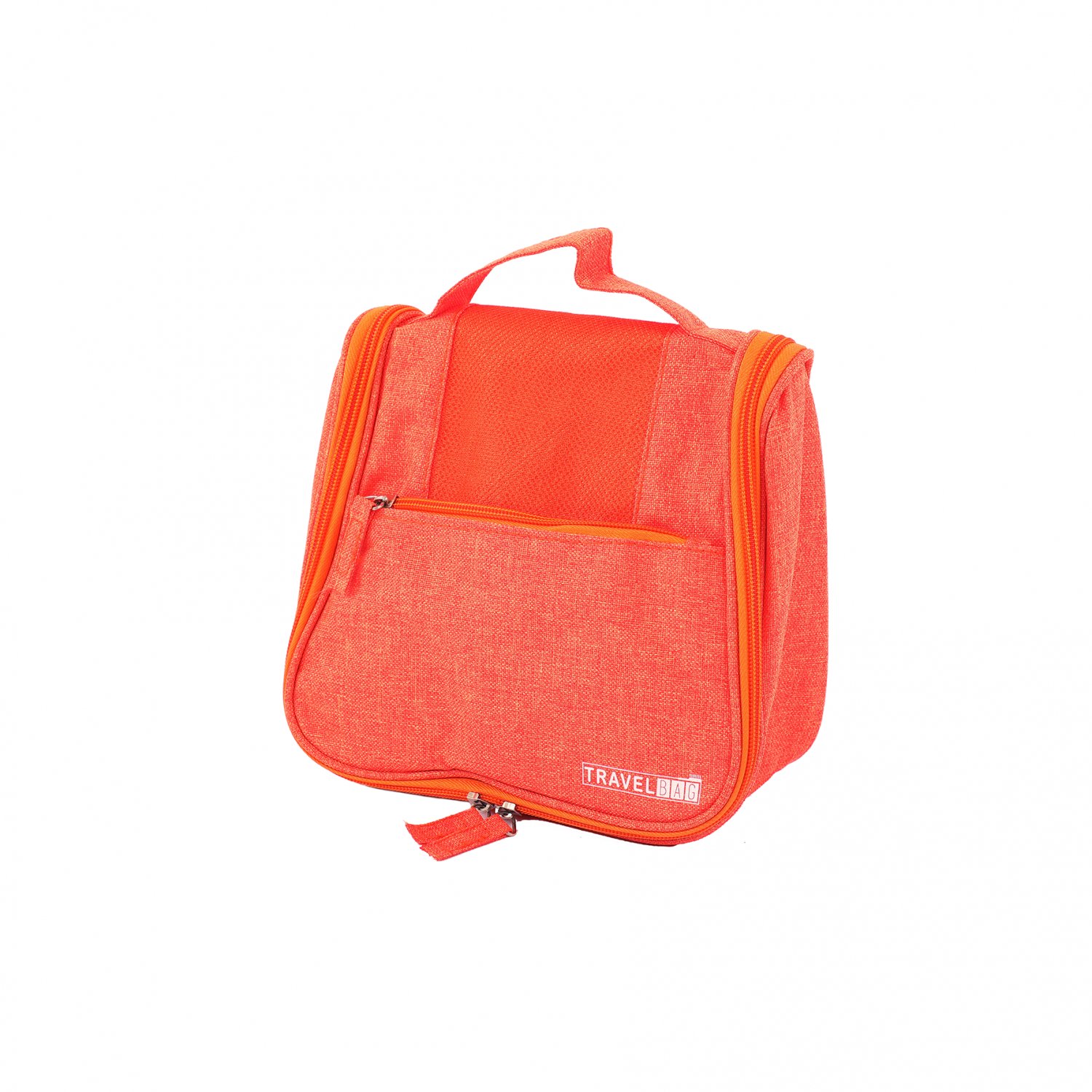 Waterproof Orange Hanging Toiletries Travel Wash Bag with Compartments