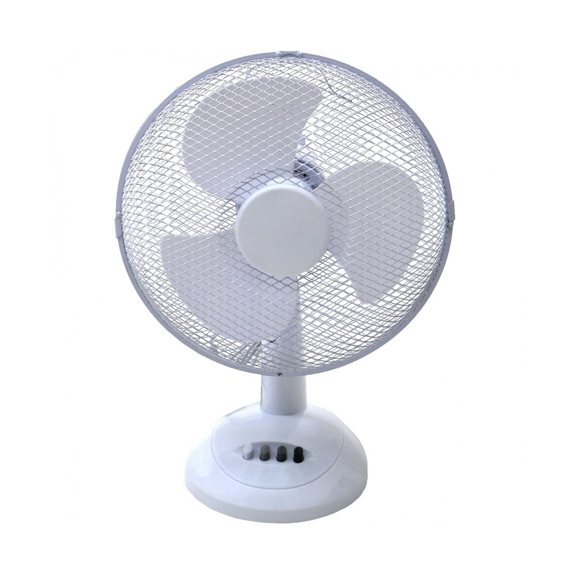 12" Oscillating White Desk Top Fan