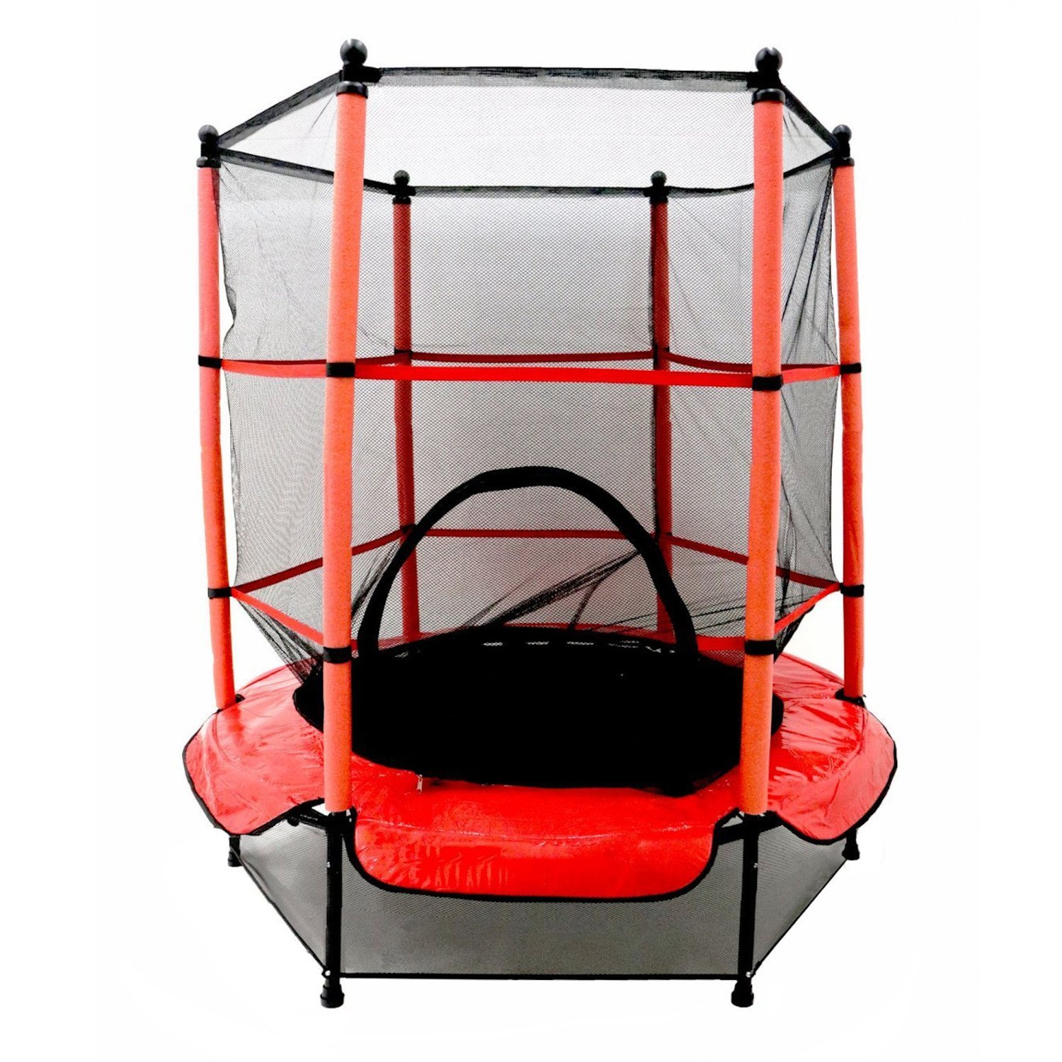 55" Kids Trampoline with Safety Net and Red Cover Garden Outdoor