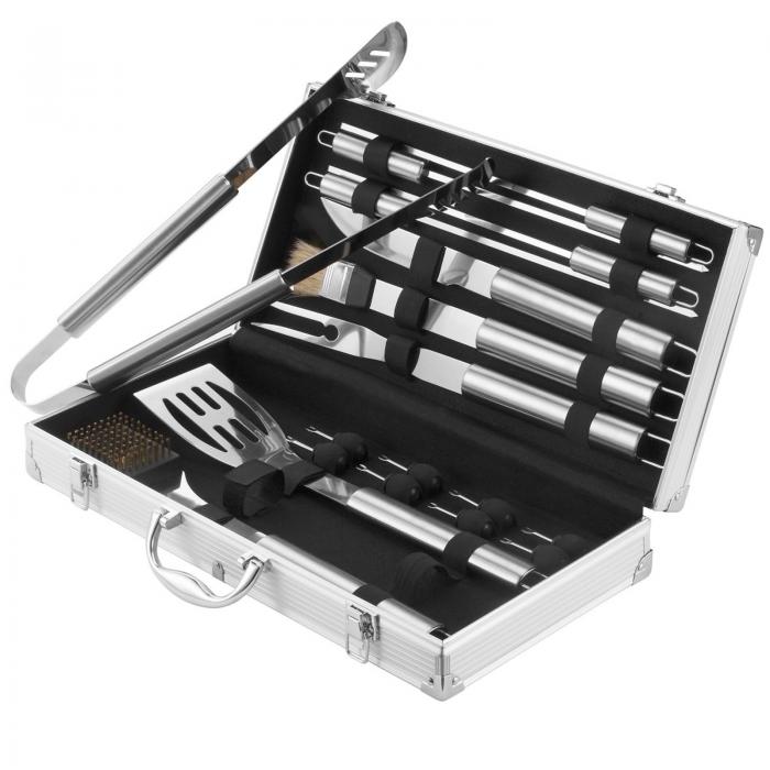 18 Piece BBQ Set Stainless Steel Utensils Garden Cook Barbecue