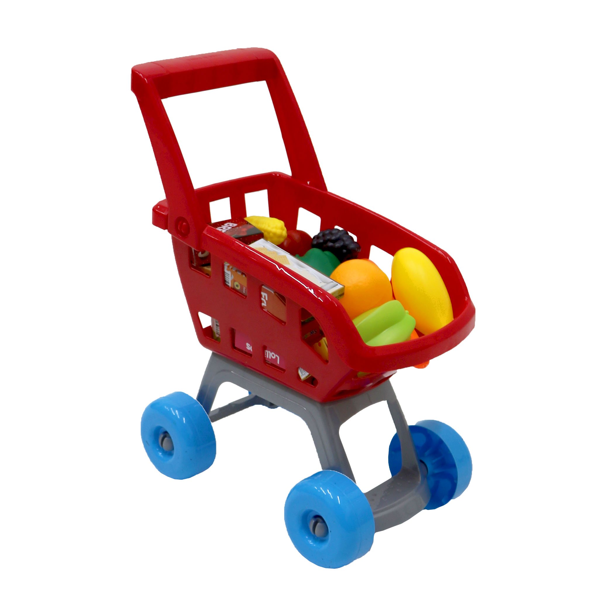 Red Childrens Kids Role Play Supermarket Shopping Trolley Set