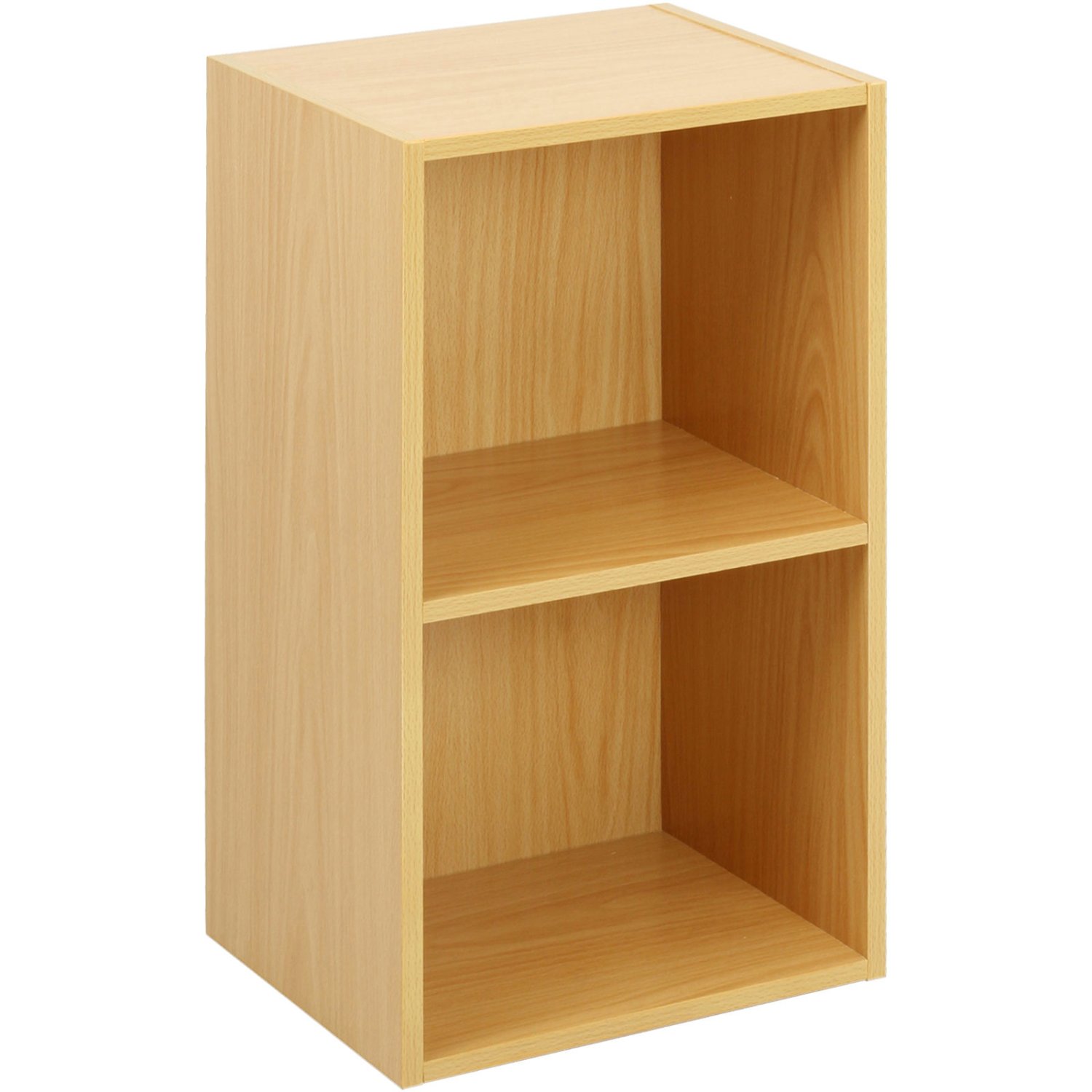 2 Tier Wooden Shelf Beech Bookcase Shelving Storage Display Rack