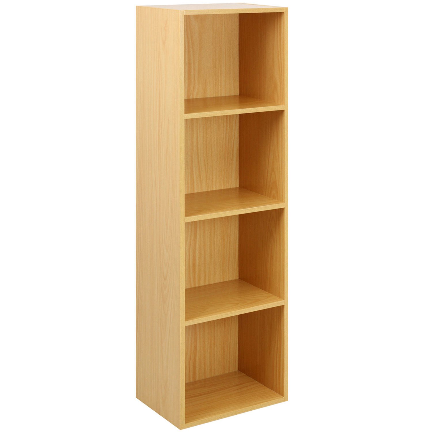 4 Tier Wooden Shelf Beech Bookcase Shelving Storage Display Rack