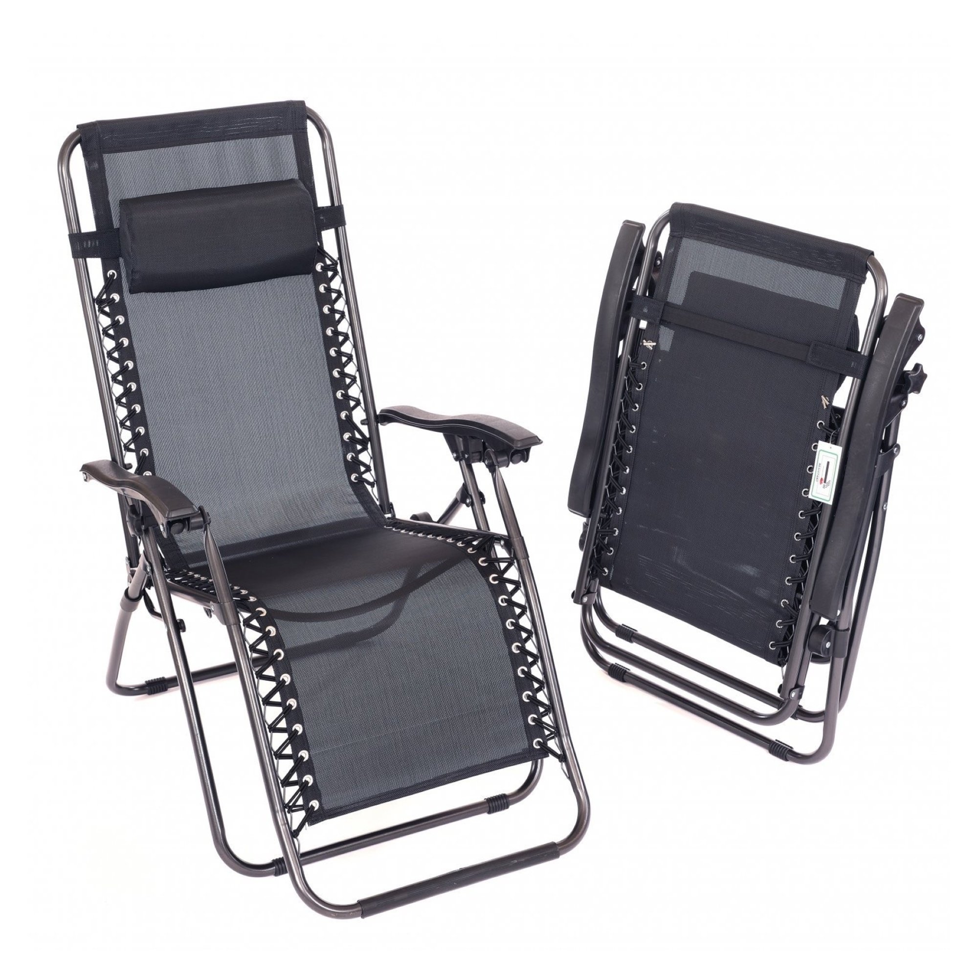 2x Folding Reclining Garden Deck Chair Sun Lounger Zero Gravity - Click Image to Close