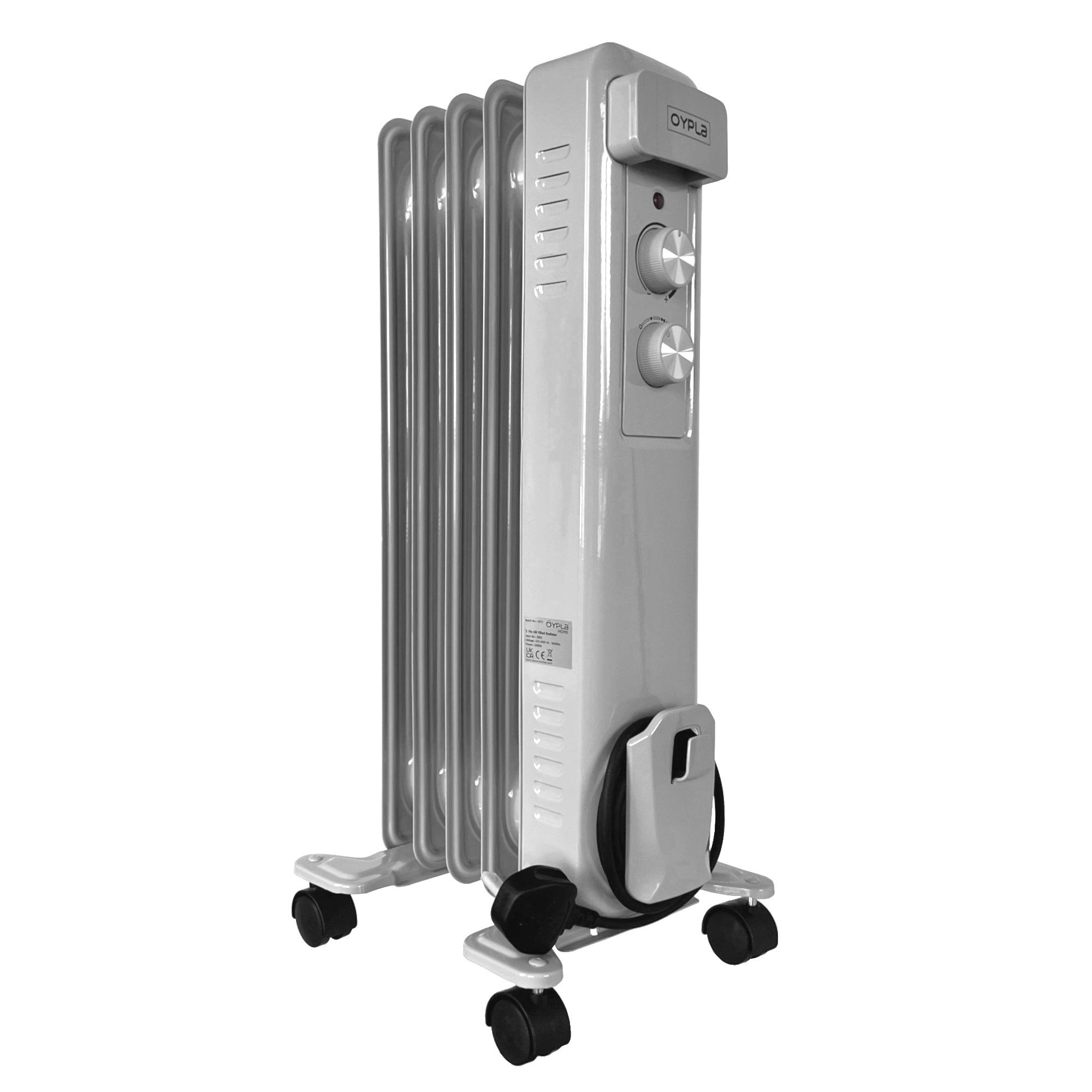 1000W 5 Fin Portable Oil Filled Radiator Electric Heater - Click Image to Close