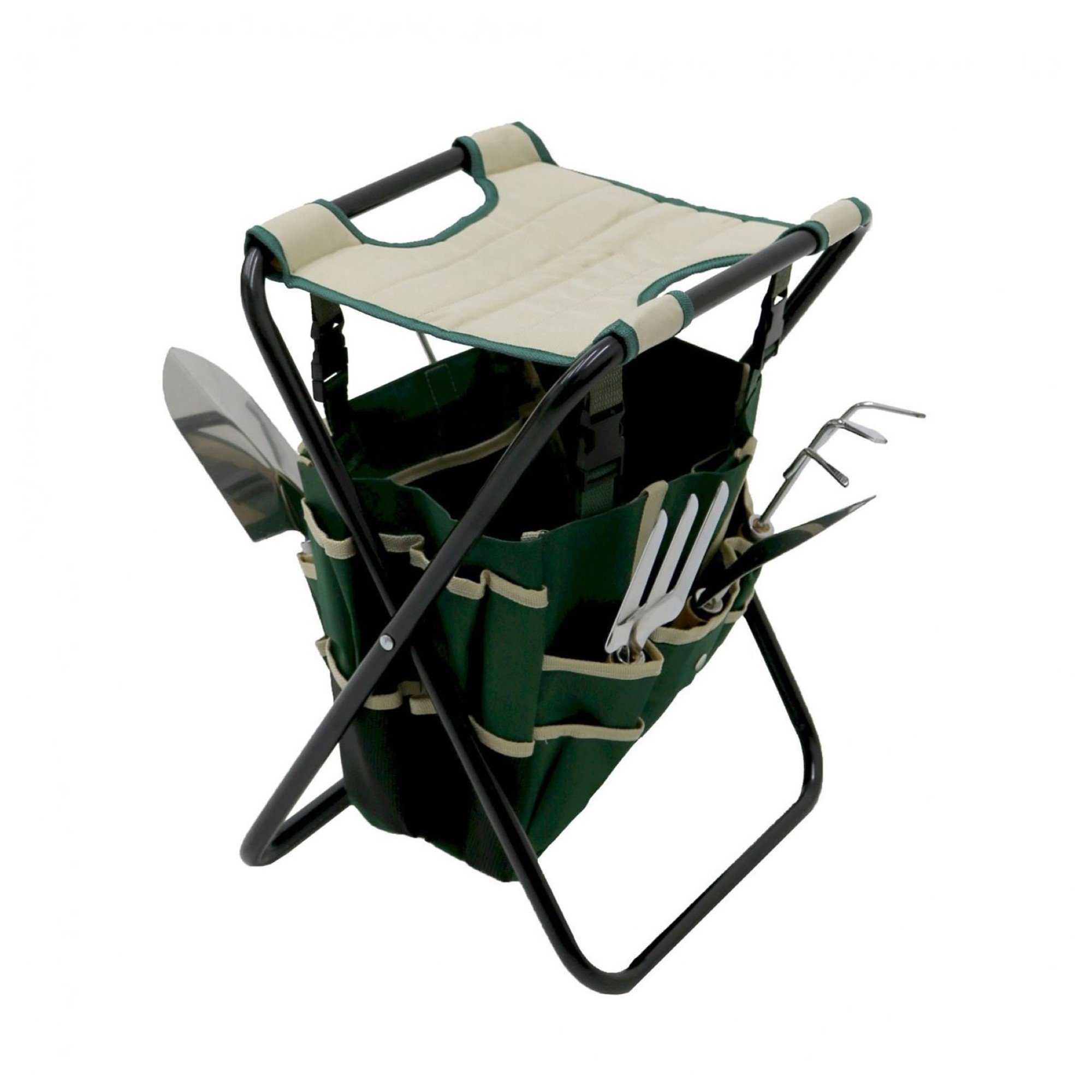 Folding Gardeners Stool with 5pc Tools and Storage Bag Gardening - Click Image to Close