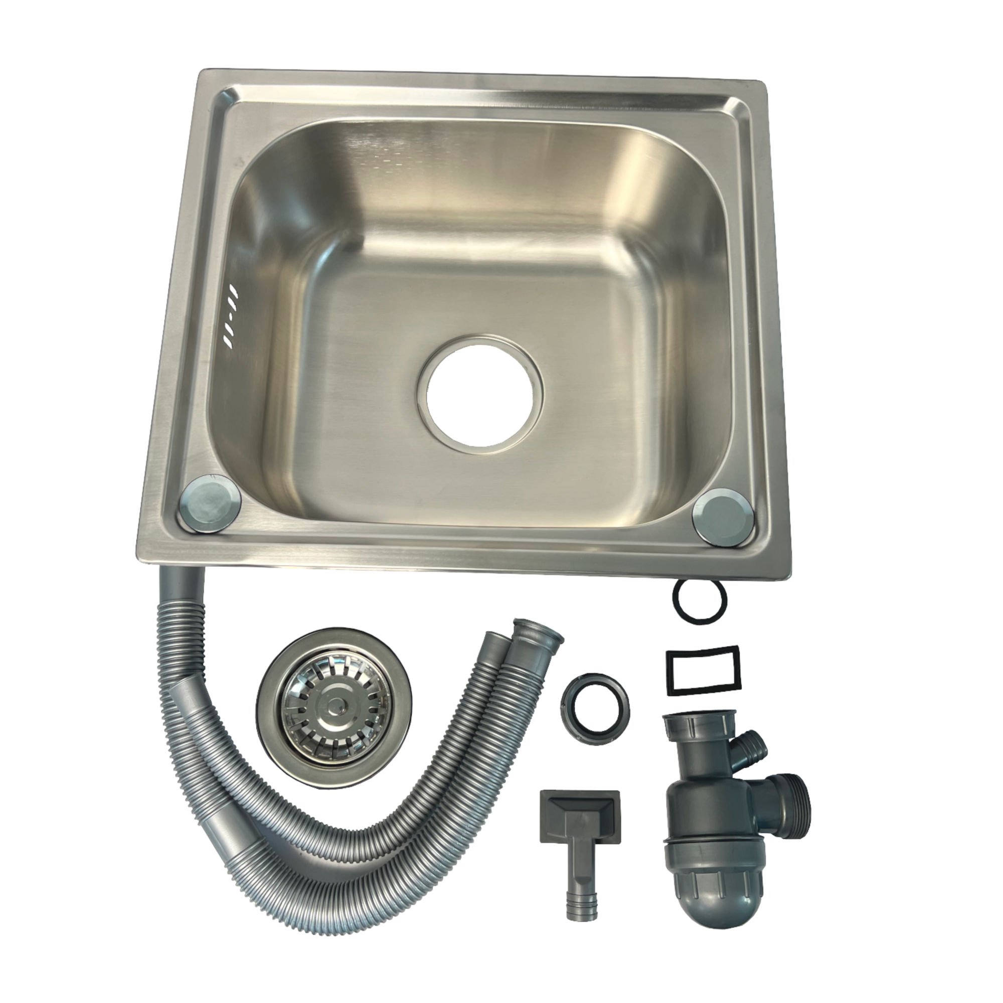 Brushed Stainless Steel Top Mount Kitchen Bowl Sink w/ Plumbing - Click Image to Close
