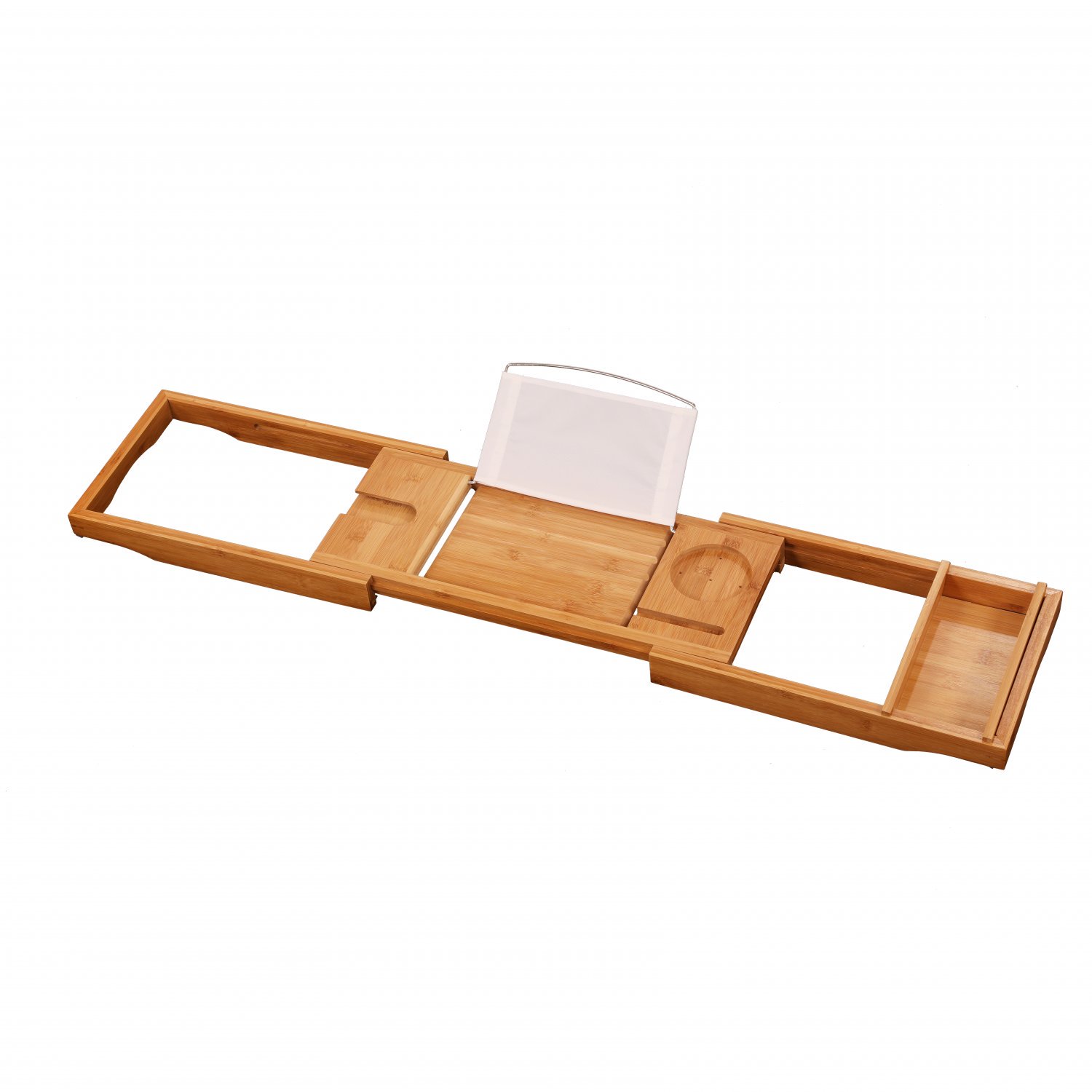 Wooden Bamboo Extendable Bath Tub Caddy Storage Tray for Tablets