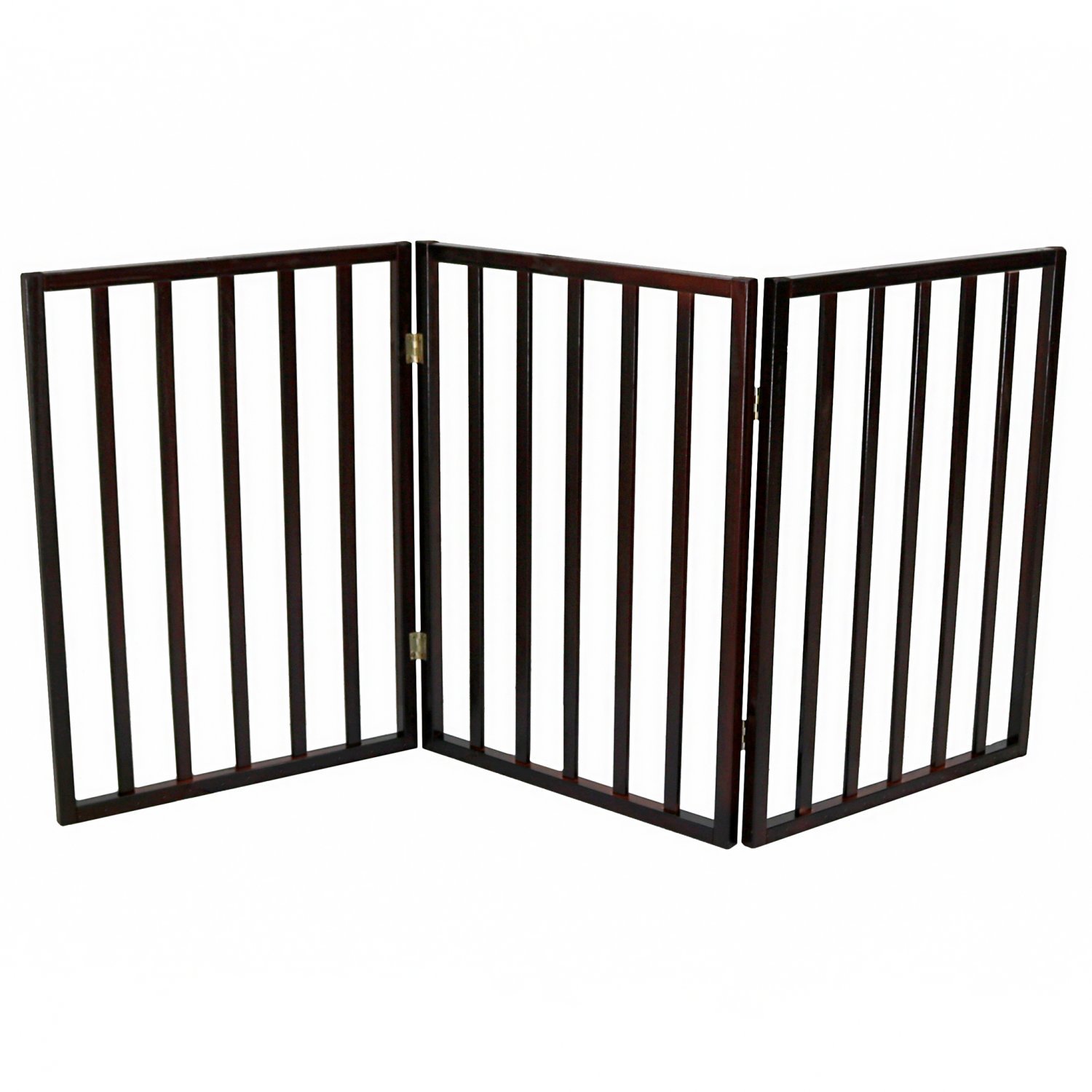Dark Brown Dog Safety Folding Wooden Pet Gate Portable Indoor Barrier