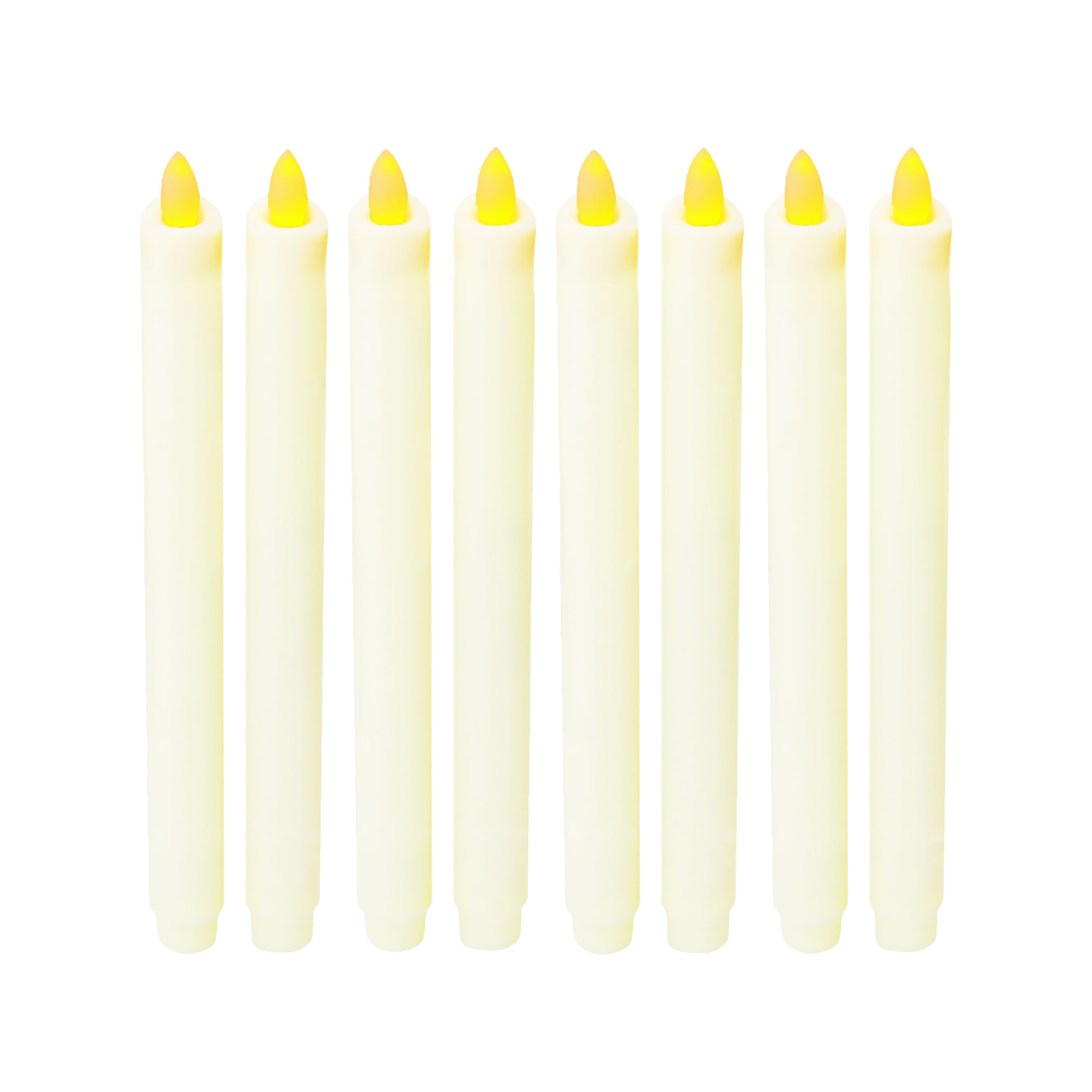 8 Real Wax Flameless Battery Operated LED Taper Candles w/ Timer