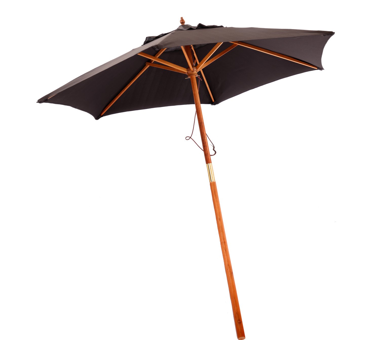2.1m Wooden Black Garden Parasol Outdoor Patio Umbrella Canopy