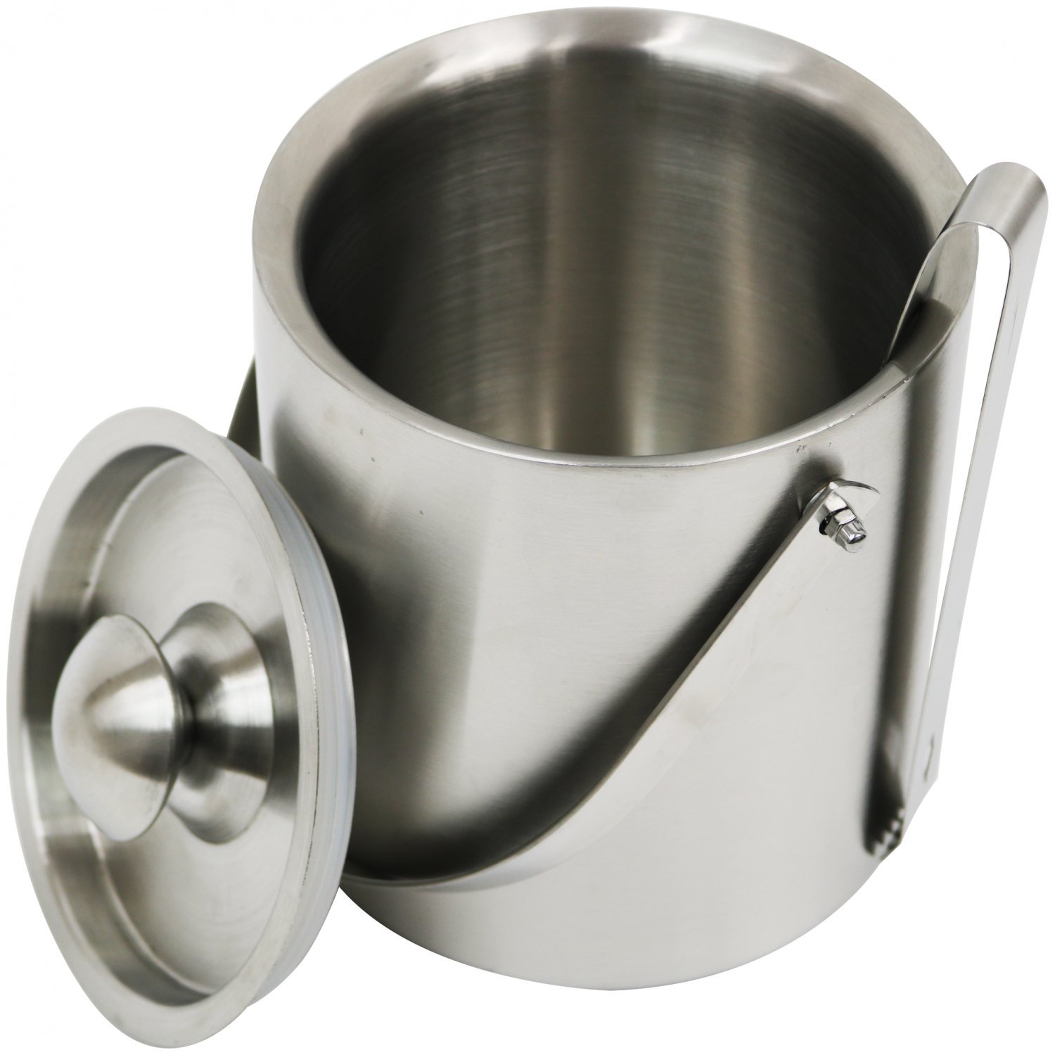 2L Stainless Steel Double Walled Ice Bucket and Lid with Tongs