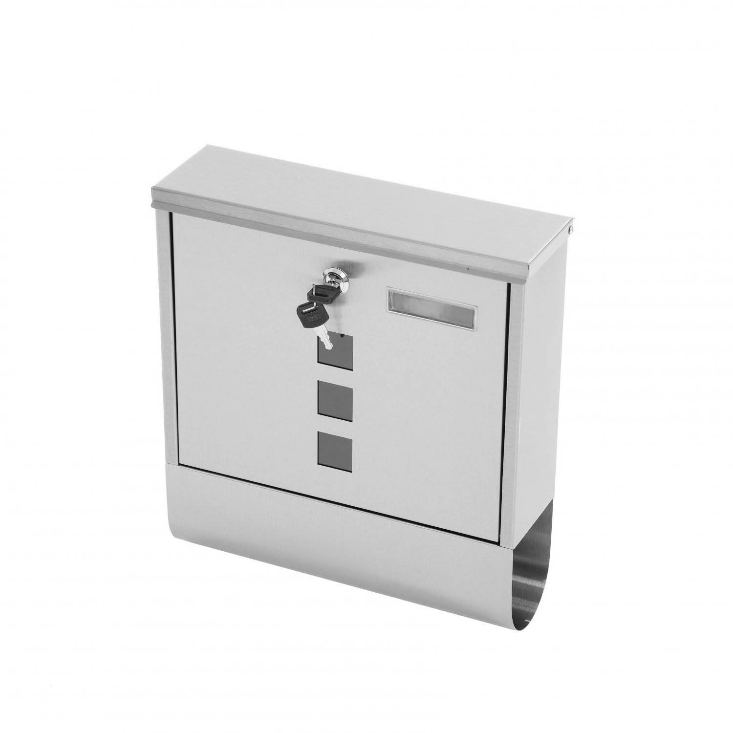 Wall Mounted Stainless Steel Mail Letter Post Box with Newspaper Holder