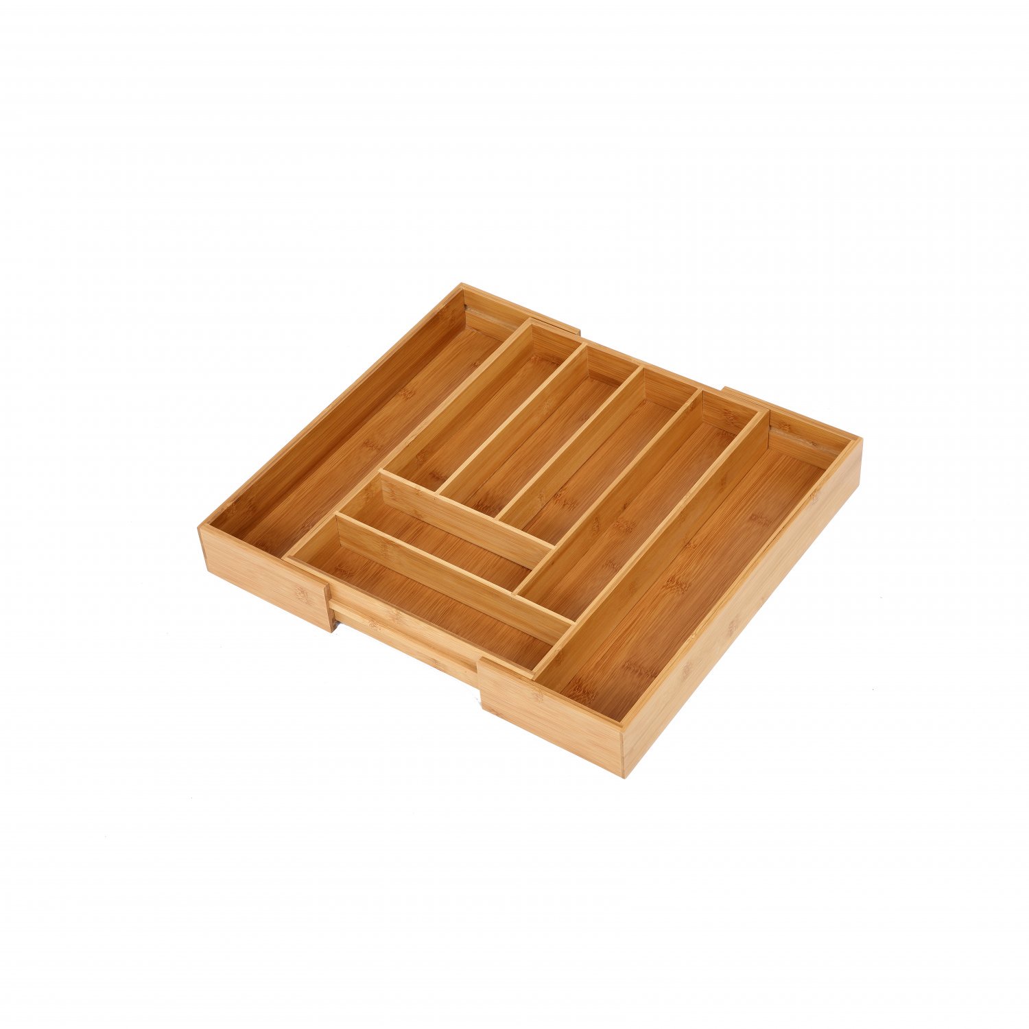 6-8 Compartment Bamboo Wooden Extending Cutlery Tray Organiser