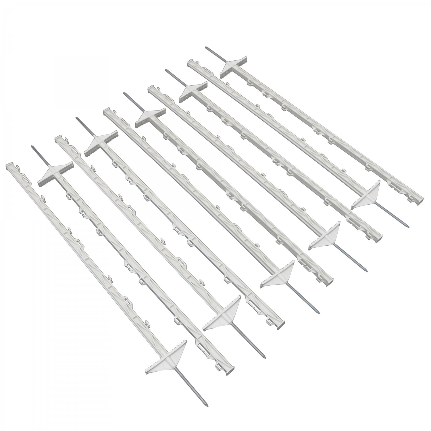 1m White Plastic Electric Fencing Pins Posts Stakes Pack of 10