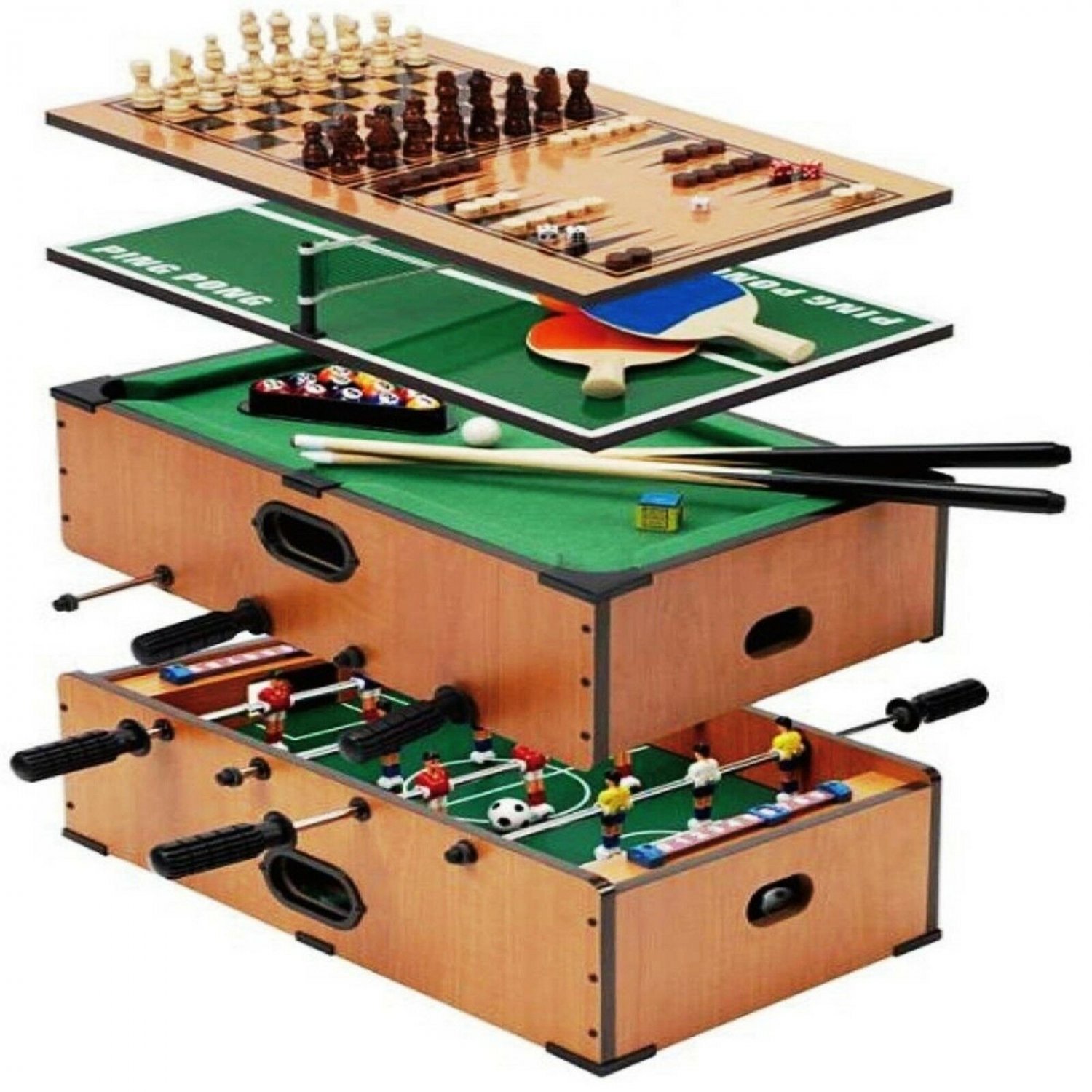 5-in-1 Indoor Games Table Set Football Pool Ping Pong Backgammon
