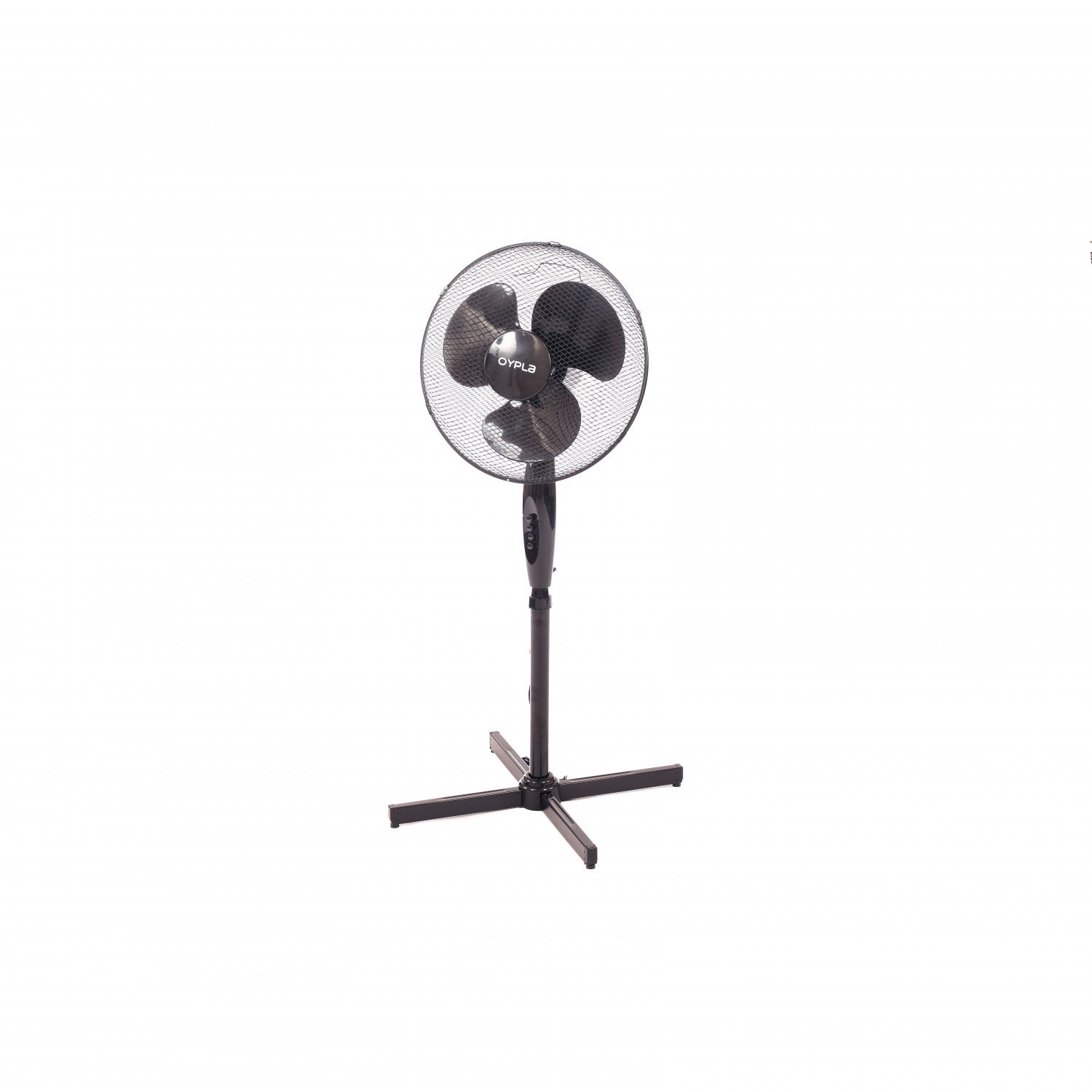 16\" Oscillating Black Extendable Free Standing Pedestal Fan