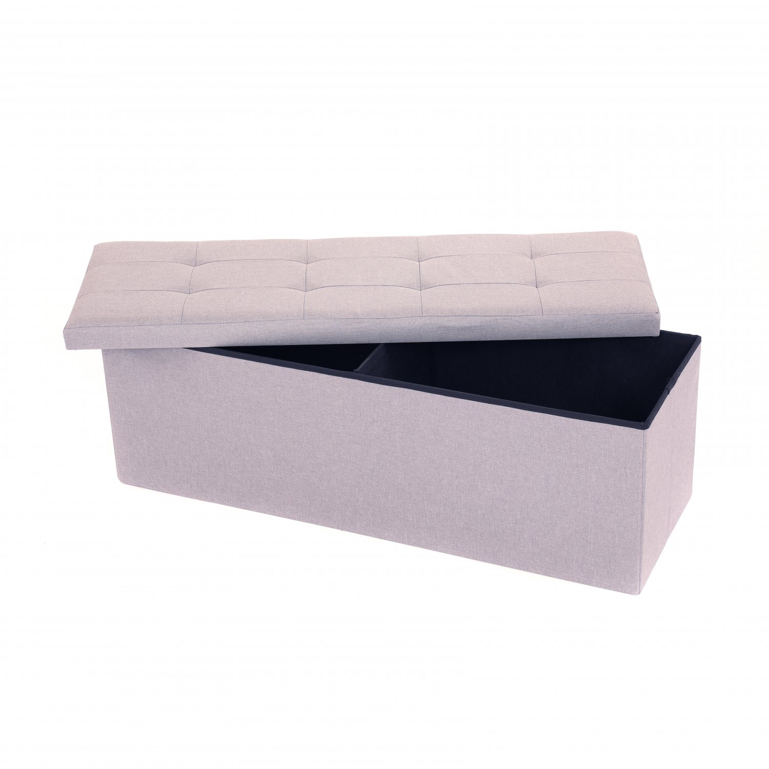 Large Grey Linen Folding Ottoman Storage Chest Box Seat Bench