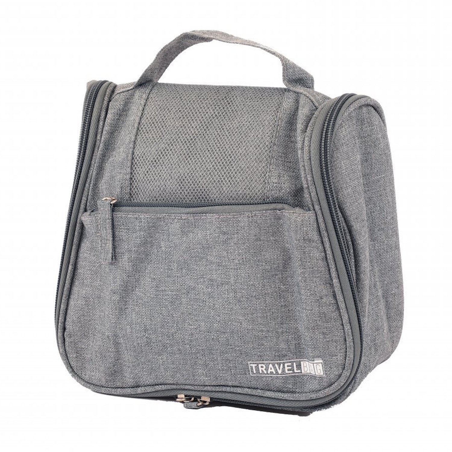 Waterproof Grey Hanging Toiletries Travel Wash Bag with Compartments