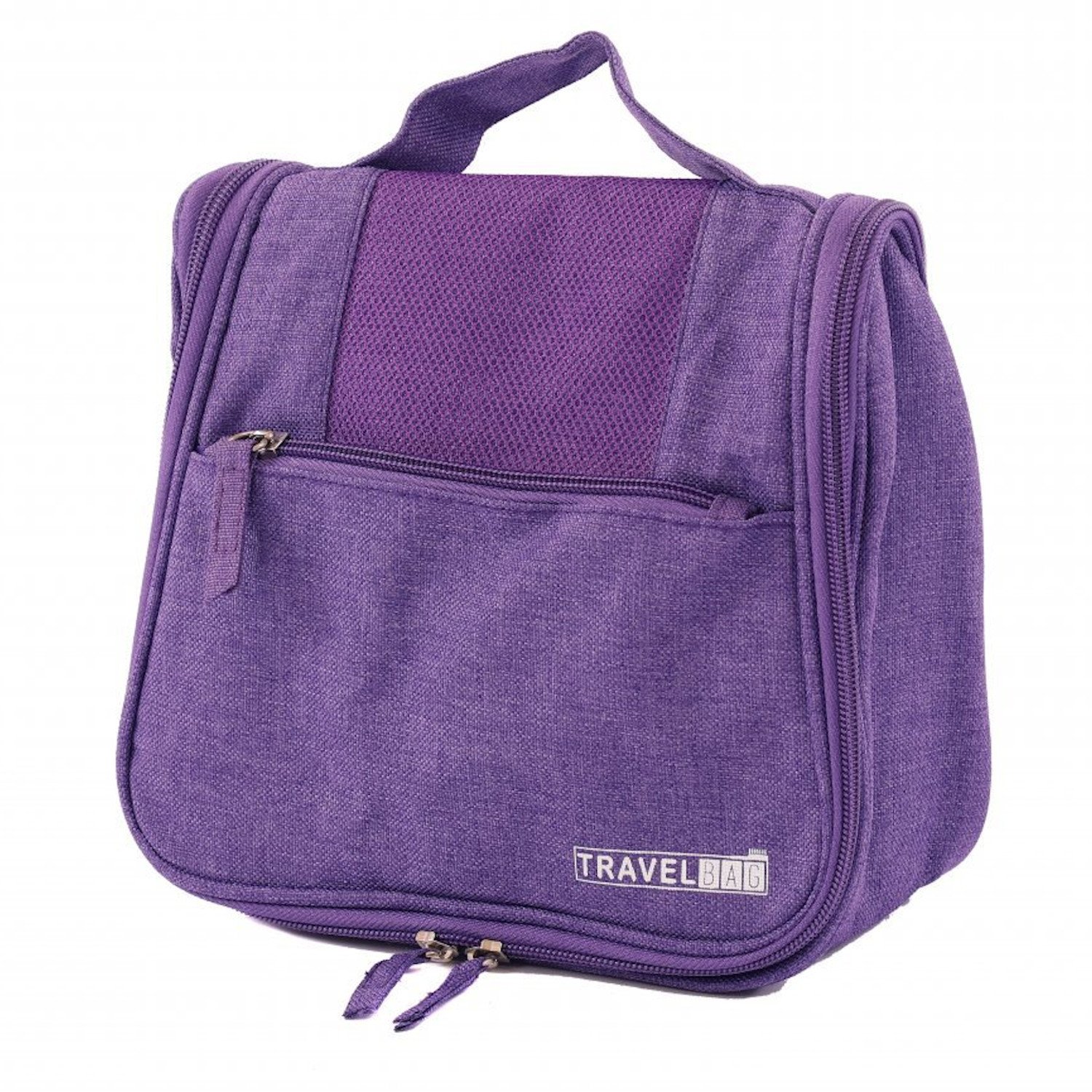 Waterproof Purple Hanging Toiletries Travel Wash Bag with Compartments