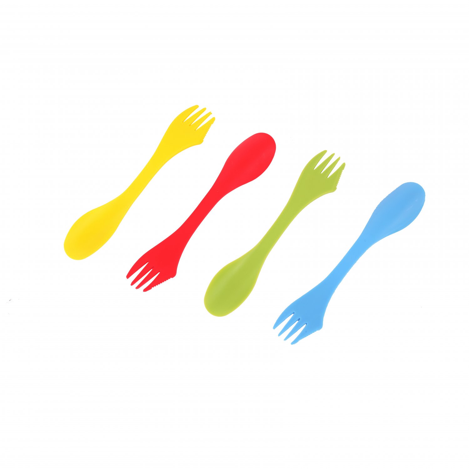 Set of 4 Multicoloured Sporks Camping Cutlery Set Reusable