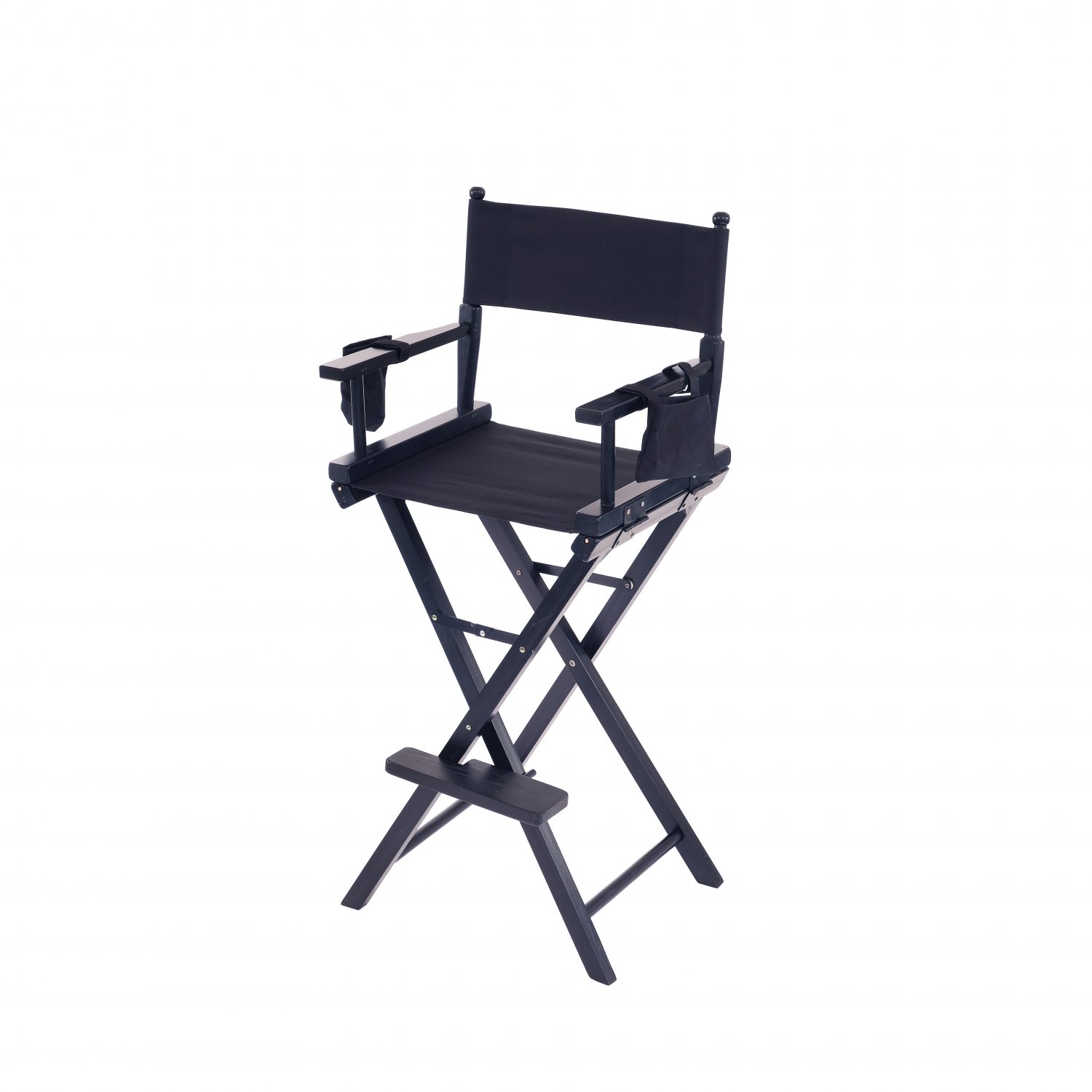 Professional Black Wooden Folding Director Makeup Chair with 2 S