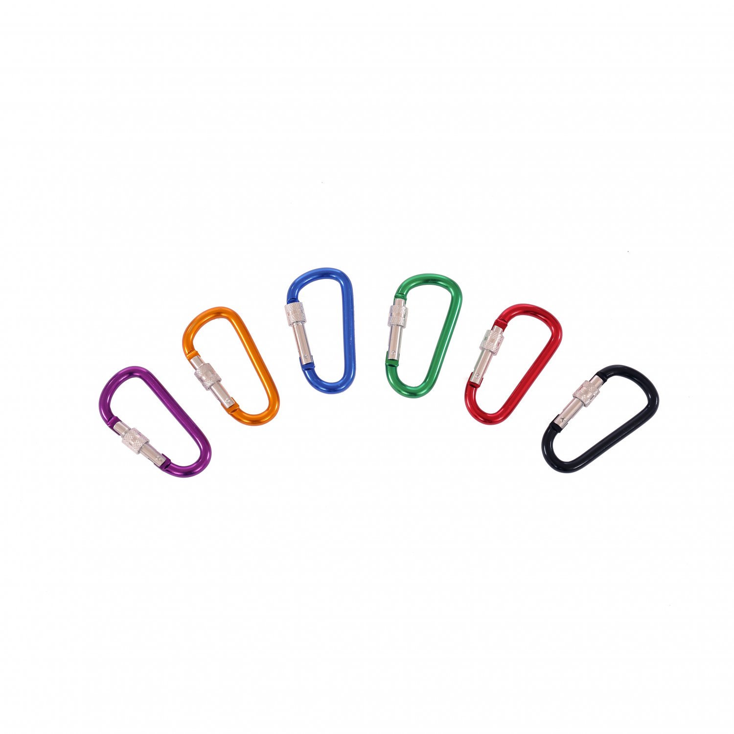 Set of 6 Multi-coloured Hiking Camping Carabiner D-Ring Clip Hoo