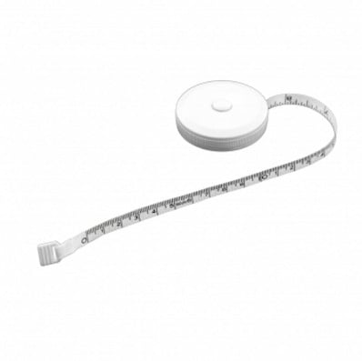 White 1.5m/60" Round Fabric Tape Measure with Plastic Case