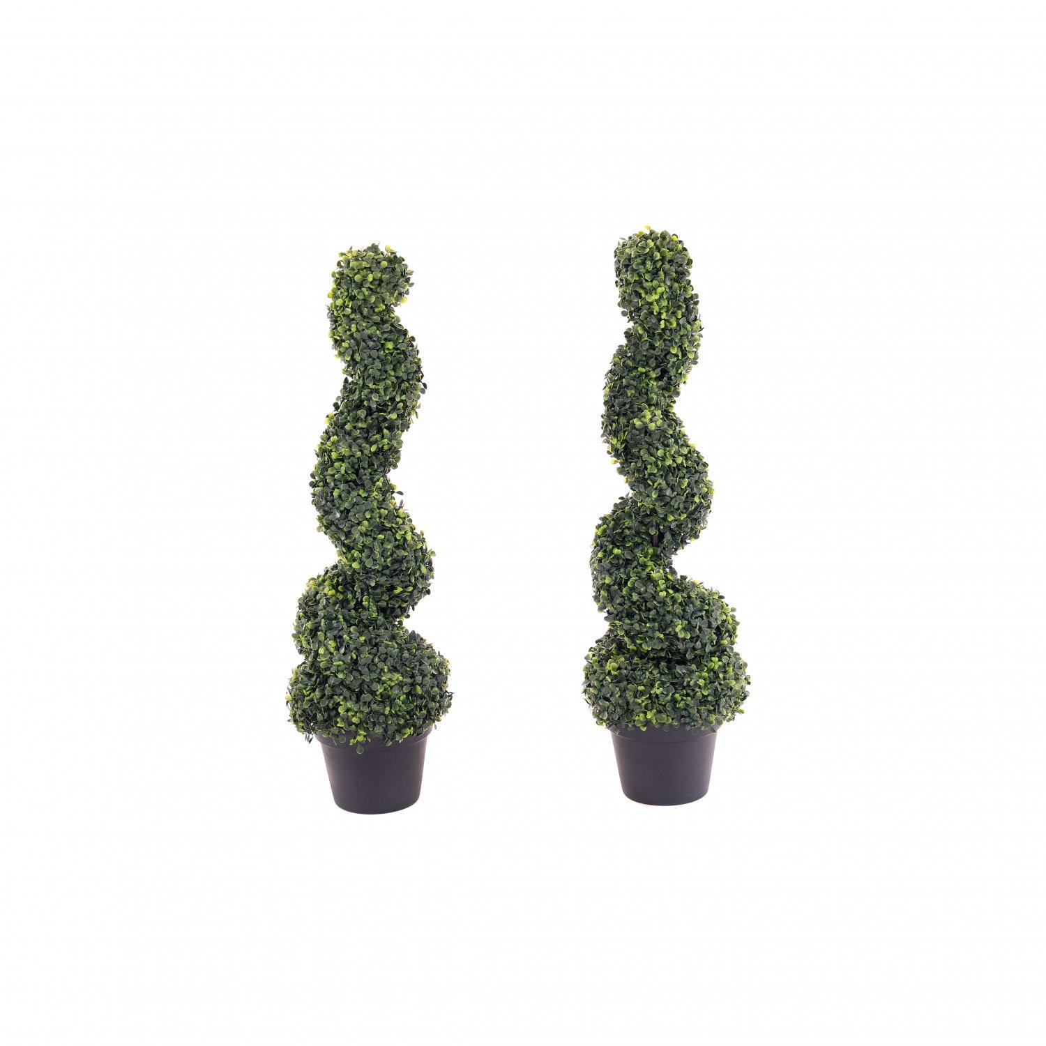 Set of 2 Artificial Topiary Boxwood Spiral Trees 80cm Indoor Out