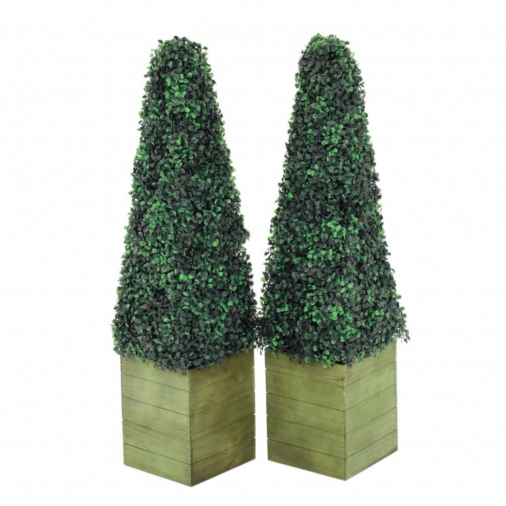 Set of 2 Artificial Topiary Boxwood Pyramid Trees 90cm Indoor Outdoor Decoration