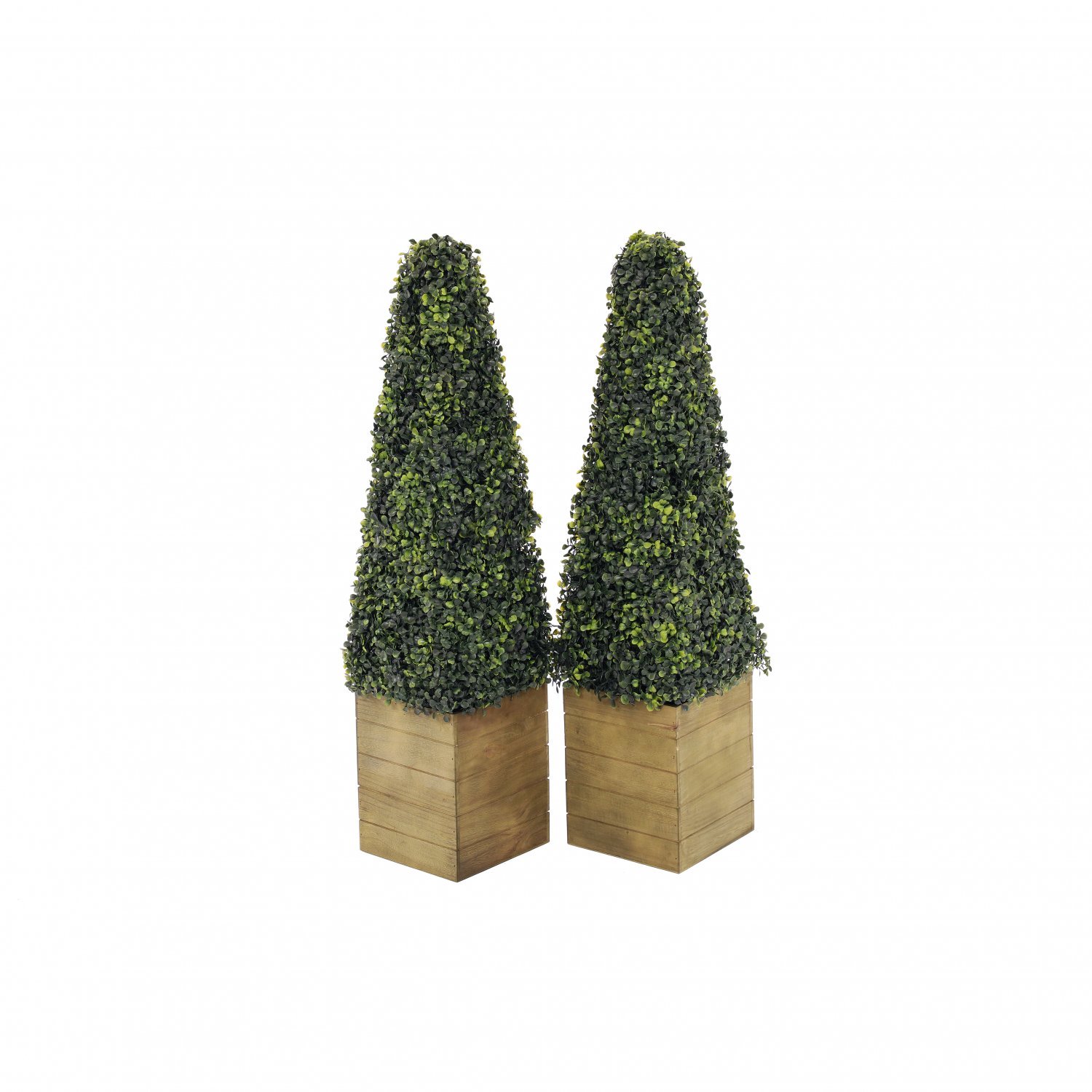 Set of 2 Artificial Topiary Boxwood Pyramid Trees 90cm Indoor Ou