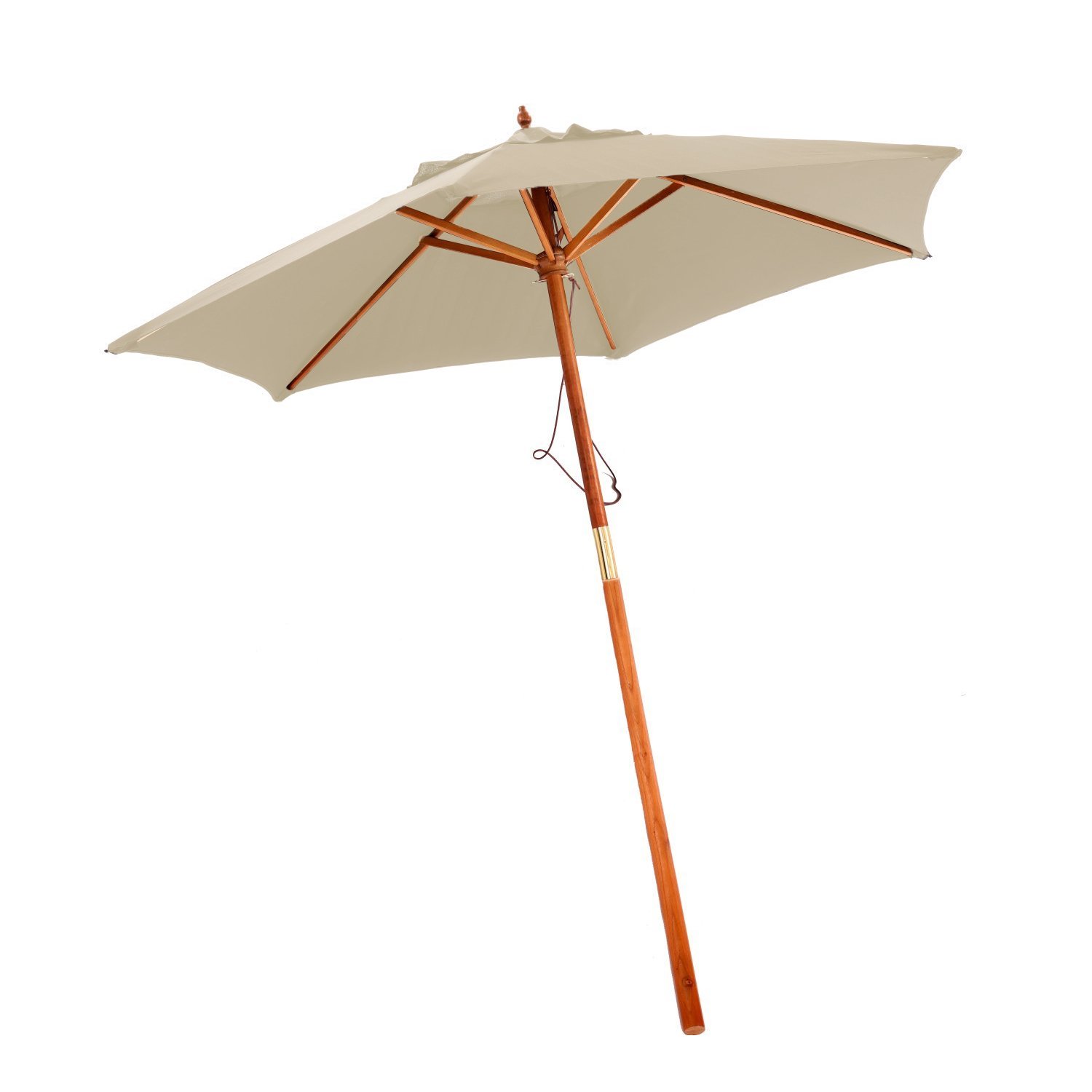 2.1m Wooden Beige Garden Parasol Outdoor Patio Umbrella Canopy