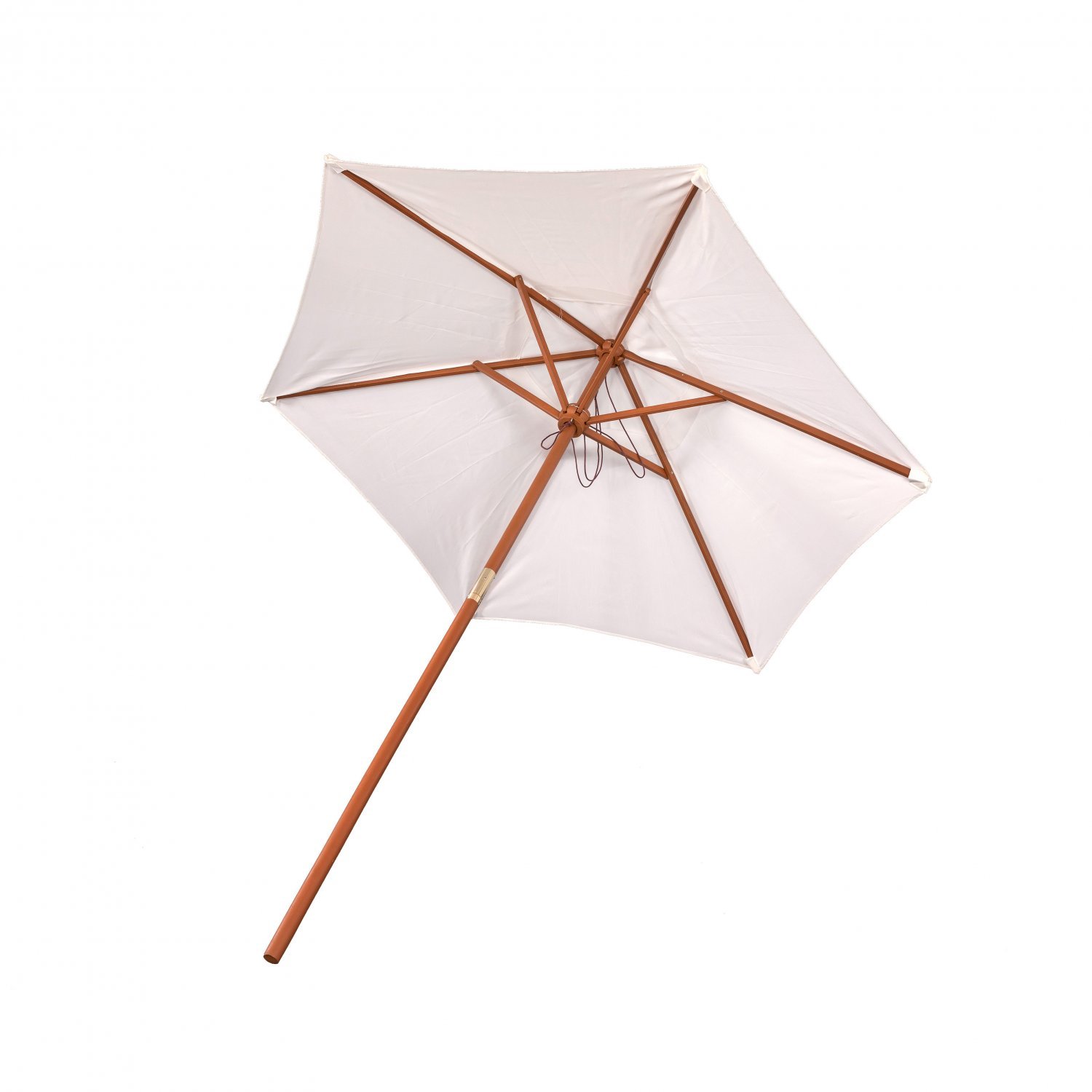 2.1m Wooden Beige Garden Parasol Outdoor Patio Umbrella Canopy - Click Image to Close