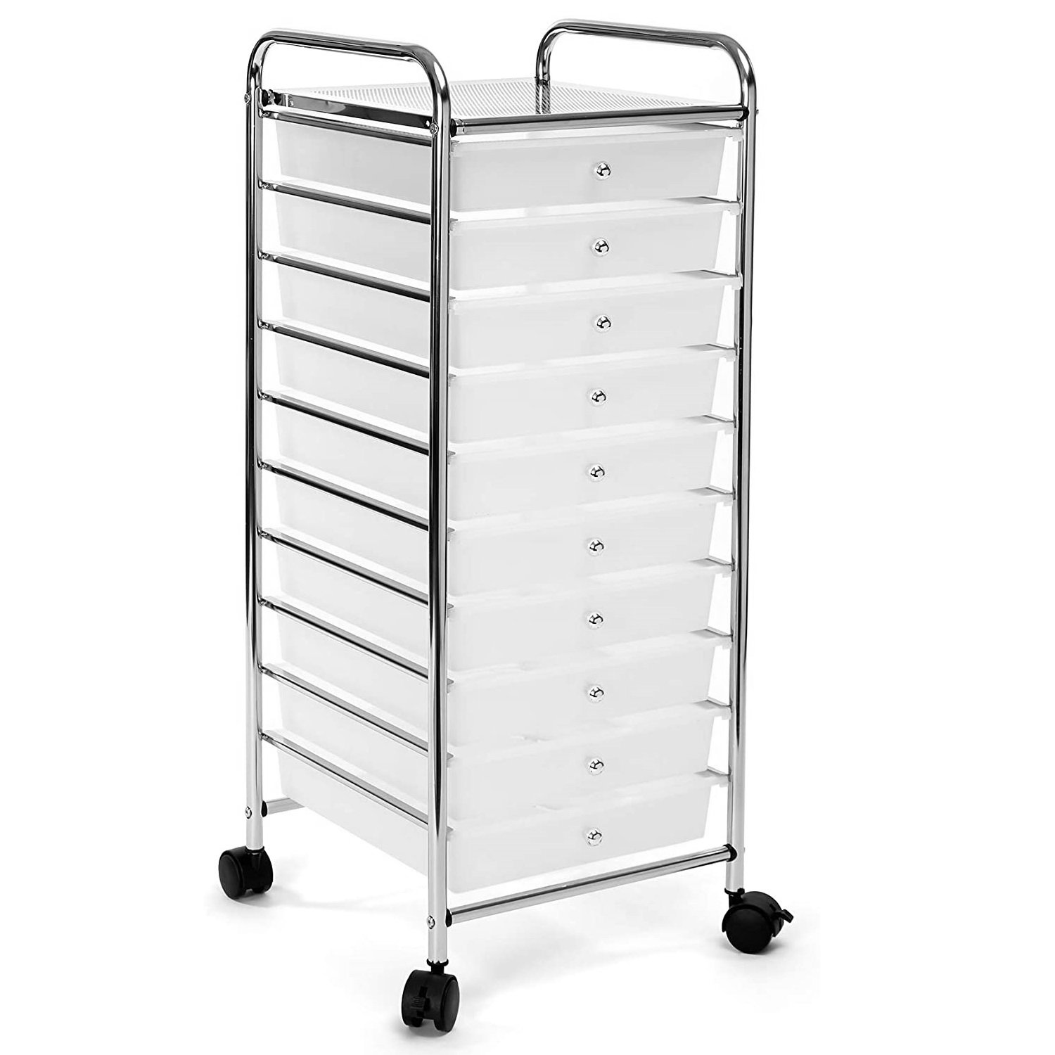 10 Clear Drawer Storage Mobile Makeup Salon Trolley Portable Org