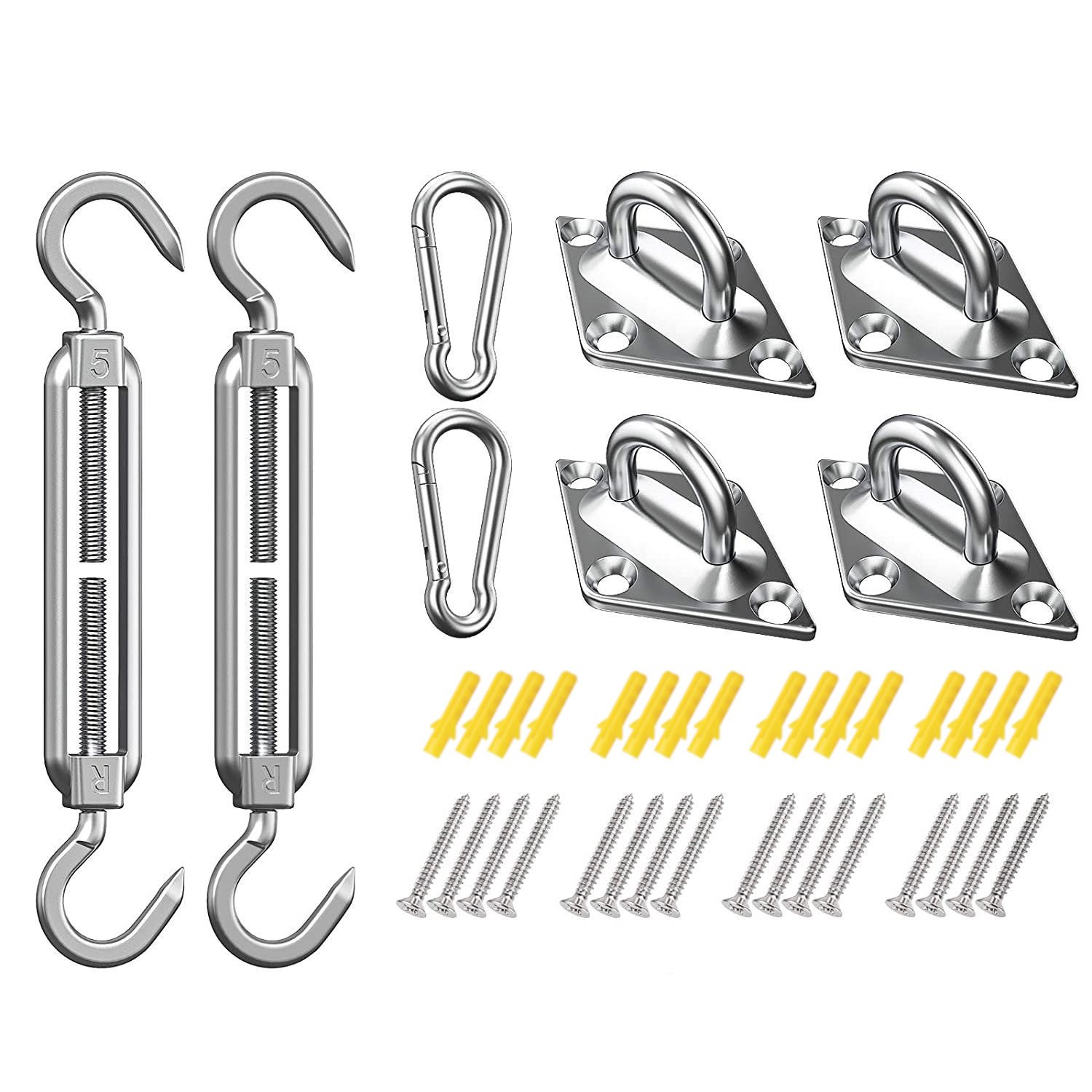 Stainless Steel Outdoor Patio Sun Shade Sail Canopy Fixing Set Hardware Kit - Click Image to Close
