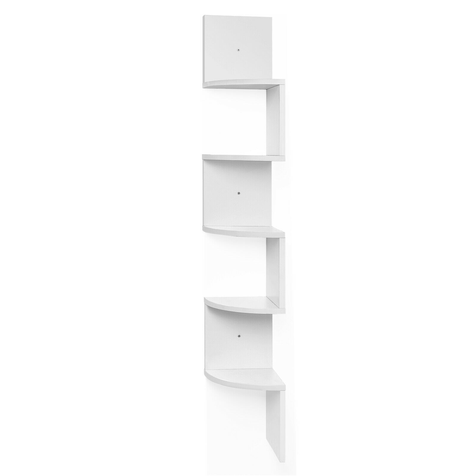 5 Tier White Zigzag Floating Wooden MDF Corner Wall Shelf DIY Home Storage
